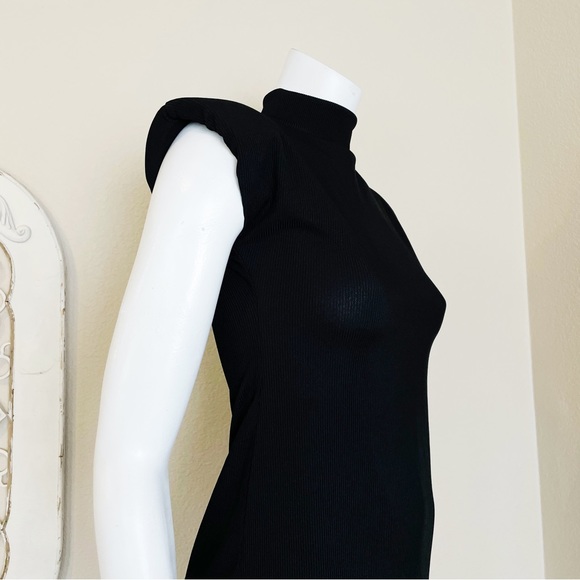 I Saw It First | Women's Black Ribbed Mockneck Shirt Dress | Size: 6 - Picture 3 of 7